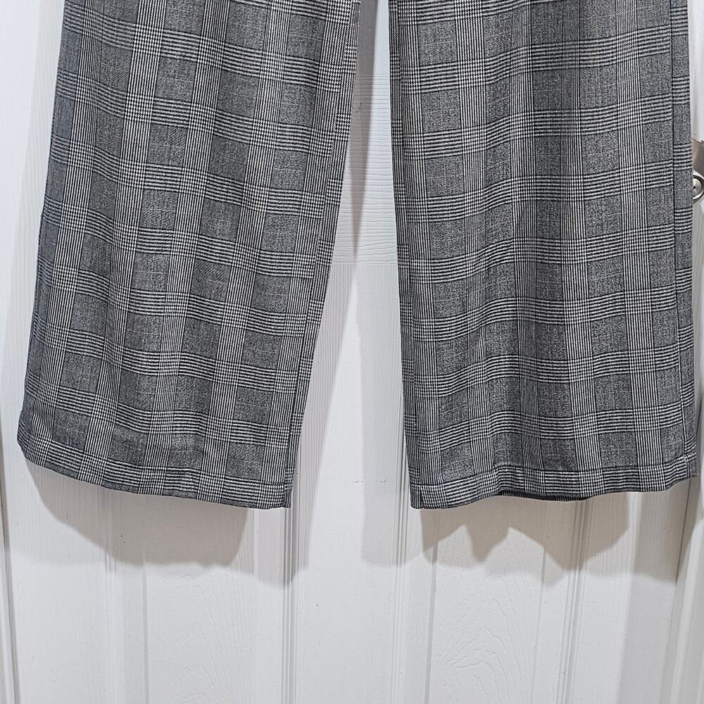 American Eagle Wide Leg Plaid Pants Womens 4 Gray High Rise Career Stretch - Picture 5 of 9